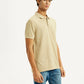 Men's Solid Beige Slim Fit Polo T-shirt - Side View