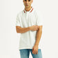 Men's Solid White Slim Fit Polo T-shirt - Front View