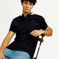 Men's Solid Black Slim Fit Polo T-shirt - Elevated View