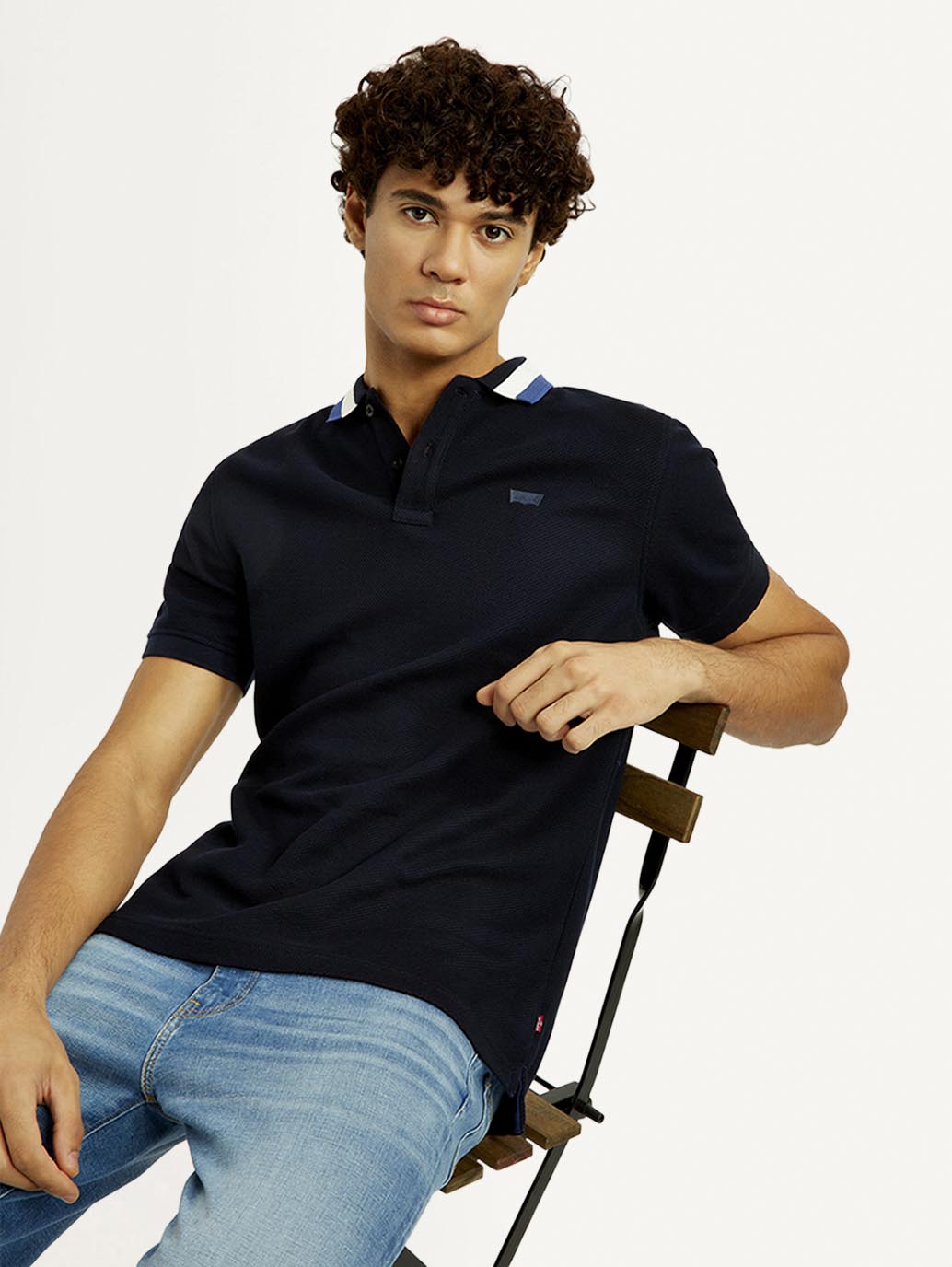 Men's Solid Black Slim Fit Polo T-shirt