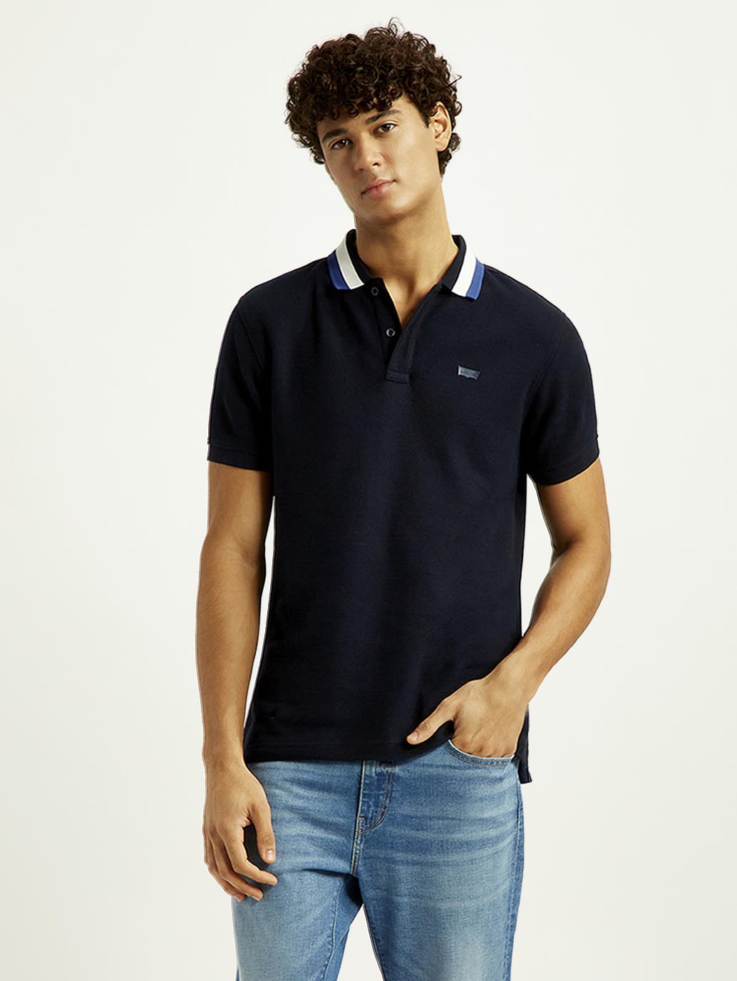 Men's Solid Black Slim Fit Polo T-shirt - Styleshoot View