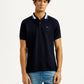 Men's Solid Black Slim Fit Polo T-shirt - Front View