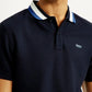 Men's Solid Black Slim Fit Polo T-shirt - Detail View