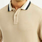 Men's Solid Beige Slim Fit Polo T-shirt - Detail View