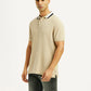 Men's Solid Beige Slim Fit Polo T-shirt - Side View