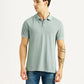 Men's Solid Light Blue Slim Fit Polo T-shirt - Front View