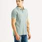 Men's Solid Light Blue Slim Fit Polo T-shirt - Side View