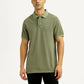 Men's Solid Olive Slim Fit Polo T-shirt - Front View