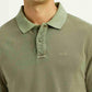 Men's Solid Olive Slim Fit Polo T-shirt - Detail View