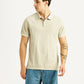 Men's Solid Beige Slim Fit Polo T-shirt - Front View