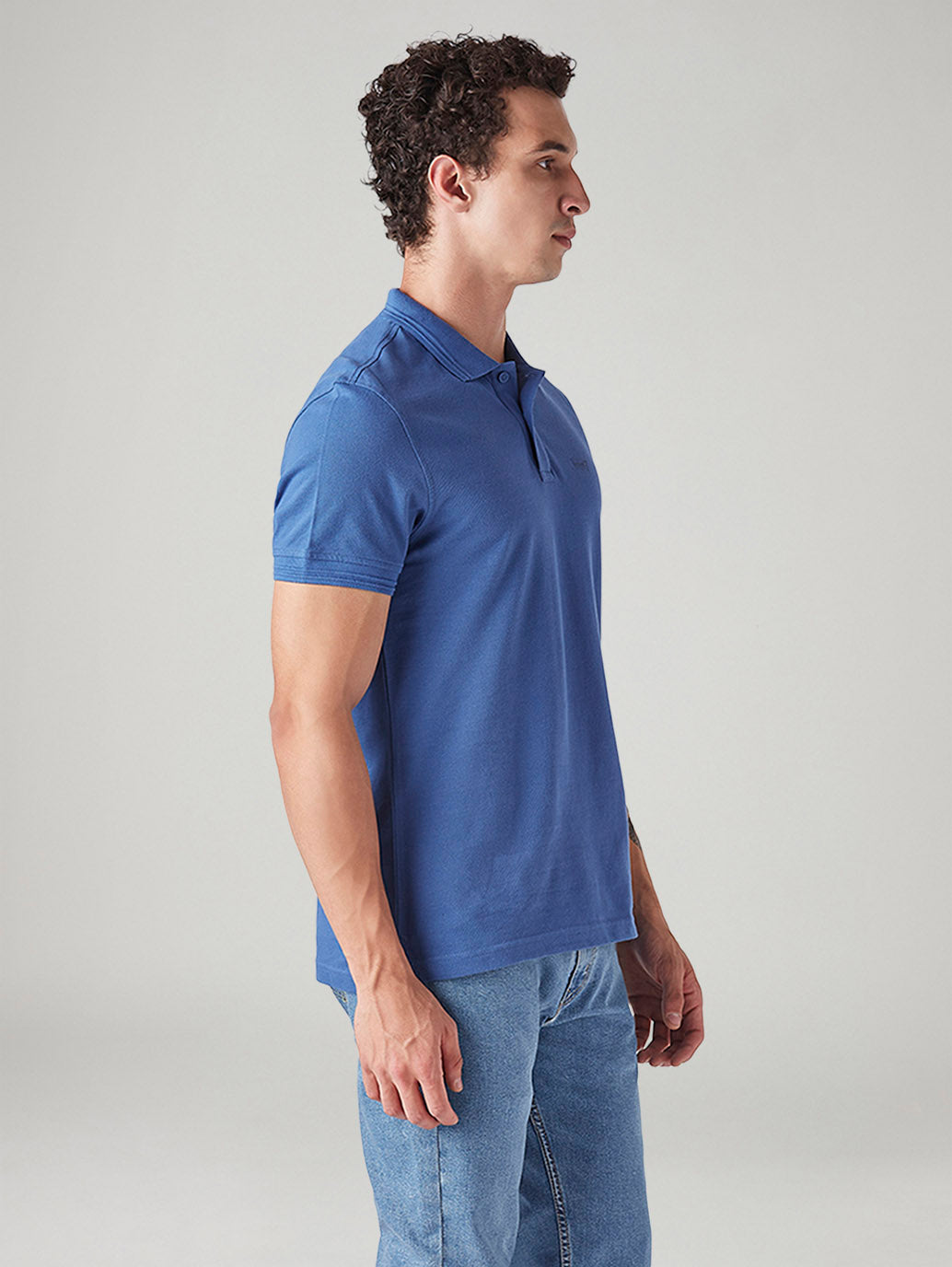 Men's Solid Slim Fit Commuter Polo T-Shirt - Side View