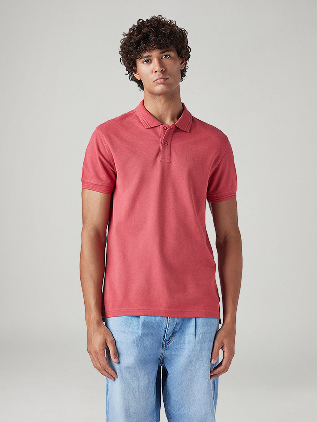 Men's Solid Slim Fit Pique Polo T-Shirt - Front View