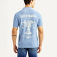 Men's Graphic Print Light Blue Slim Fit Polo T-shirt - Back View