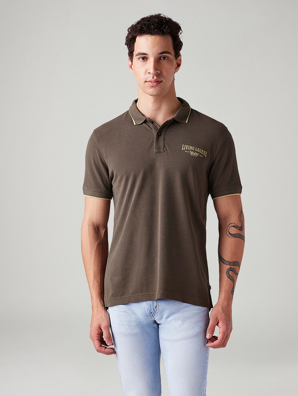 Men's Graphic Print Slim Fit Polo T-Shirt - Front View