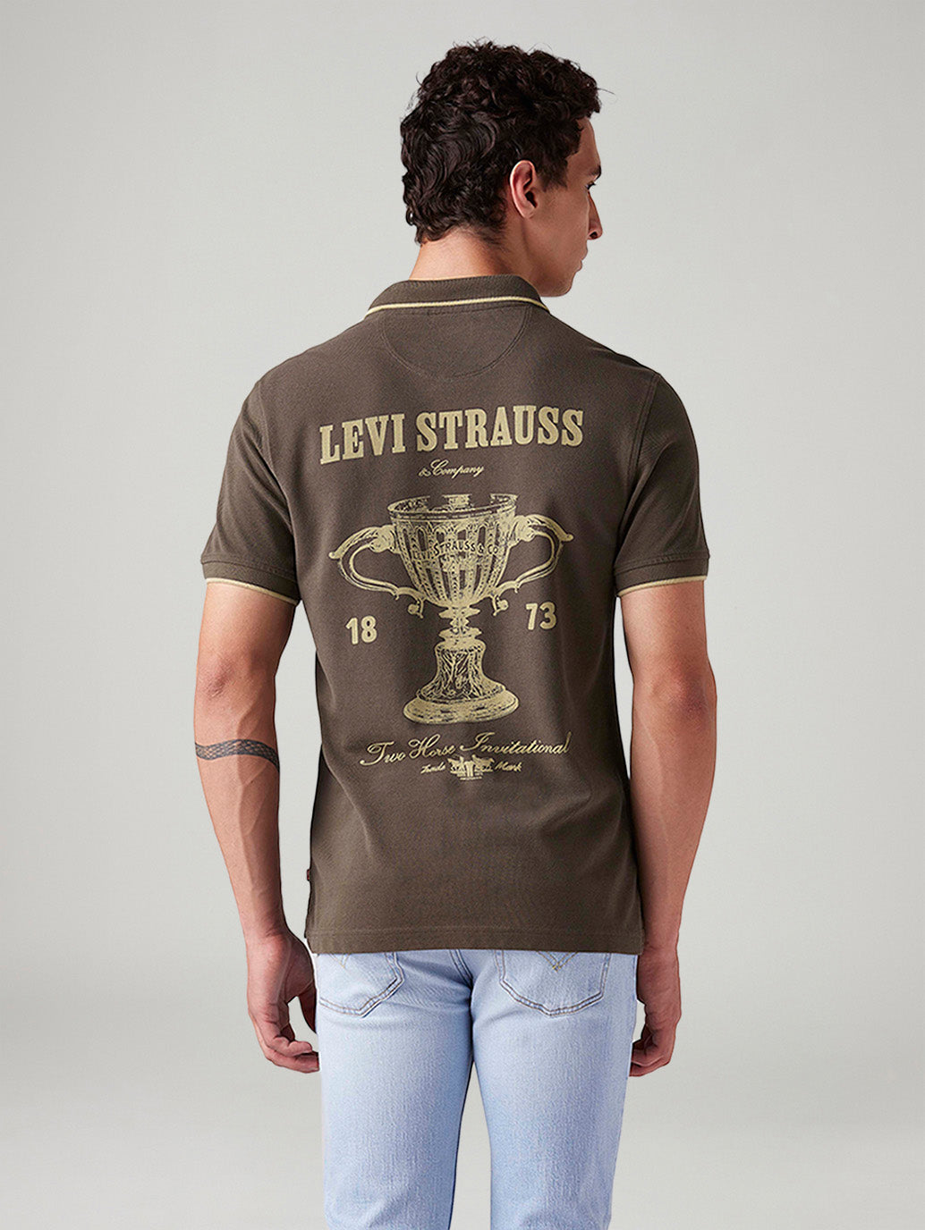 Men's Graphic Print Slim Fit Polo T-Shirt - Back View