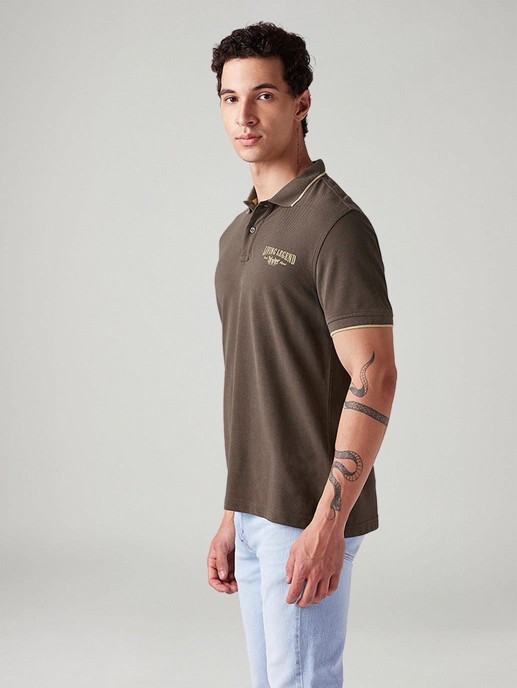 Men's Graphic Print Slim Fit Polo T-Shirt - Side View