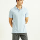 Men's Solid Light Blue Slim Fit Polo T-shirt - Styleshot View