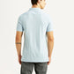Men's Solid Light Blue Slim Fit Polo T-shirt - Back View