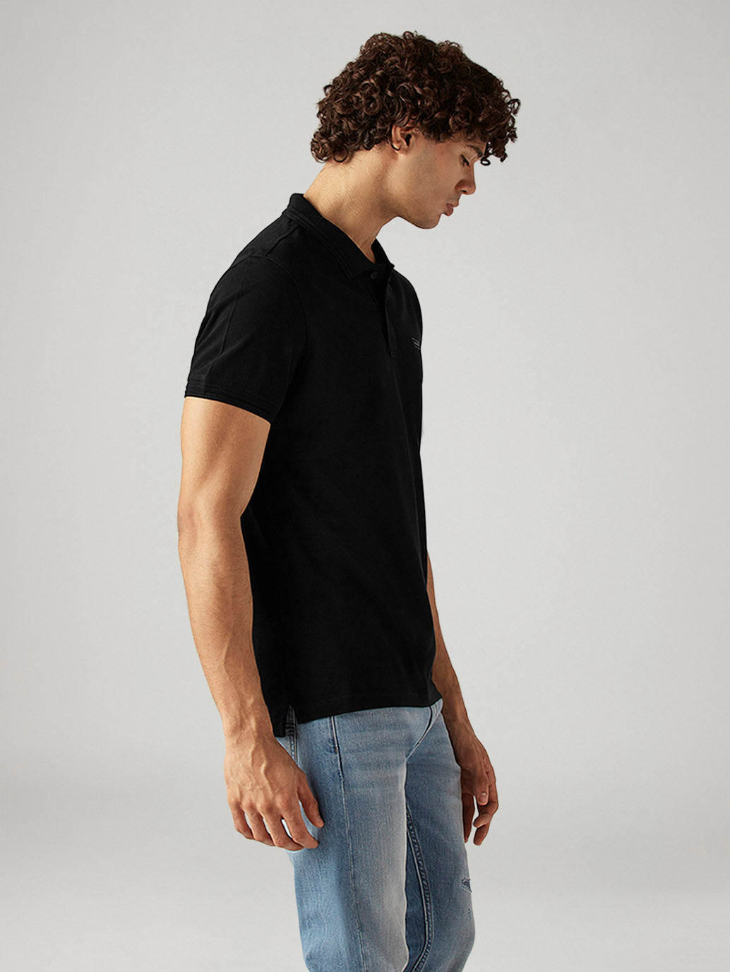 Men's Solid Slim Fit Pique Commuter Polo T-Shirt - Side View