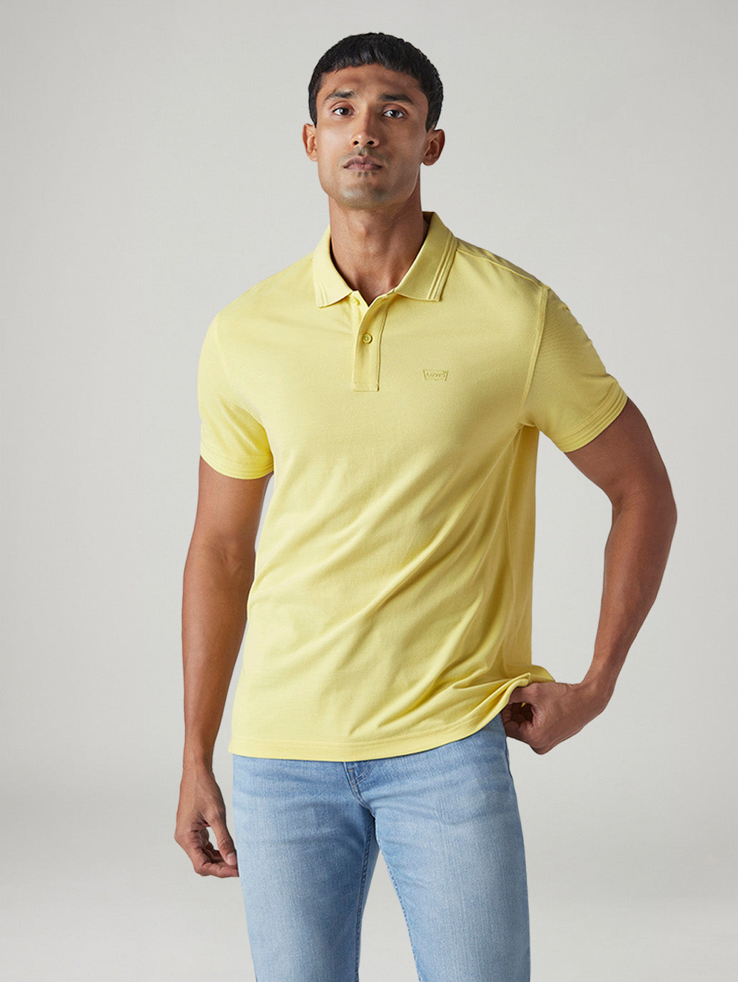 Men's Solid Yellow Pique Polo T-shirt