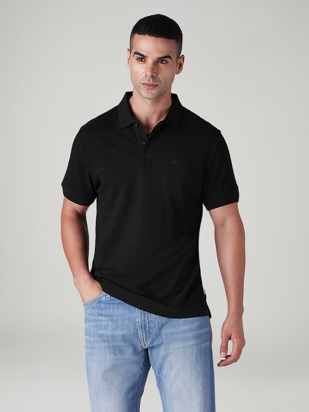 Men's Solid Black Polo T-shirt - 20 View
