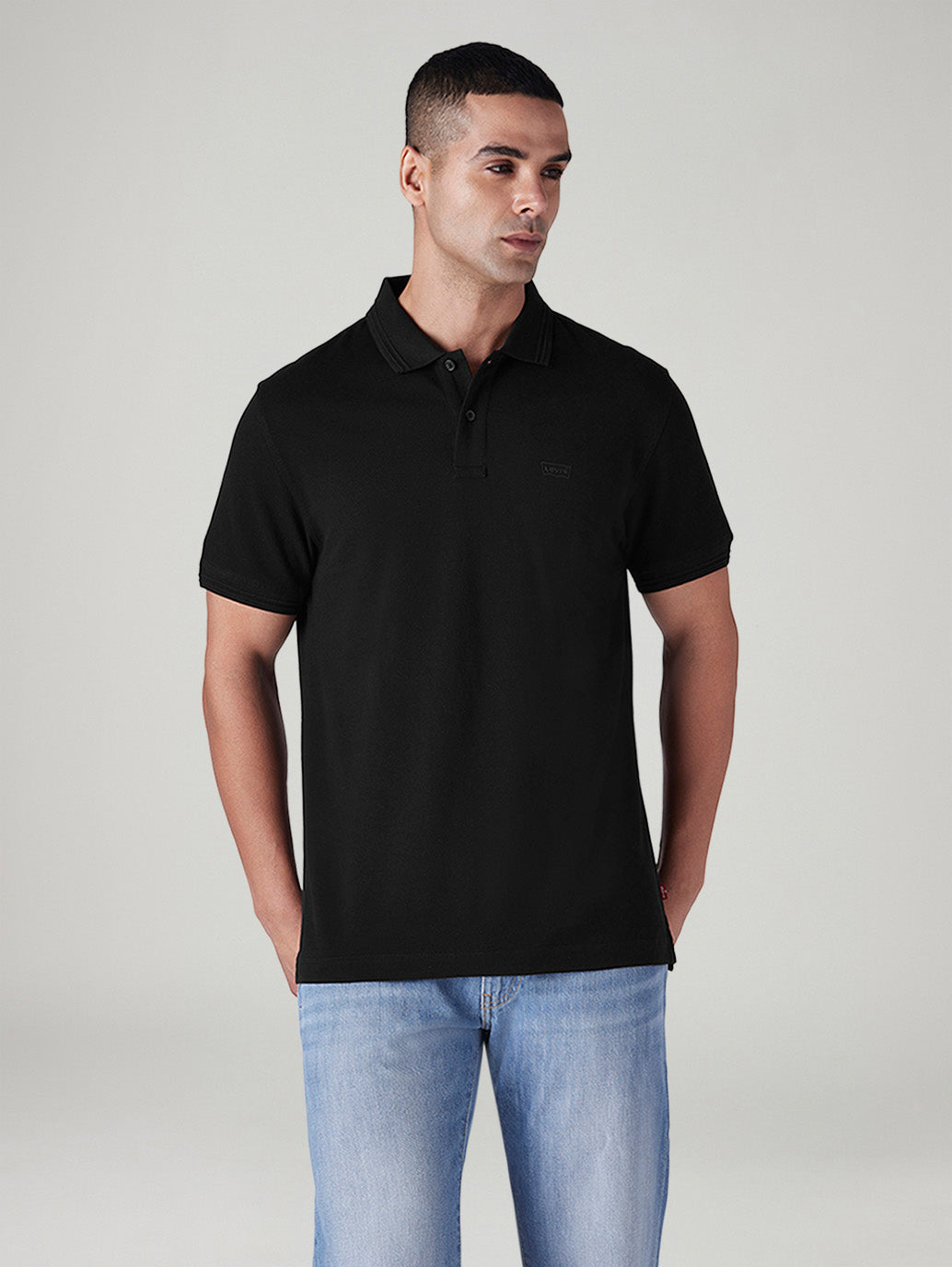 Men's Solid Black Polo T-shirt