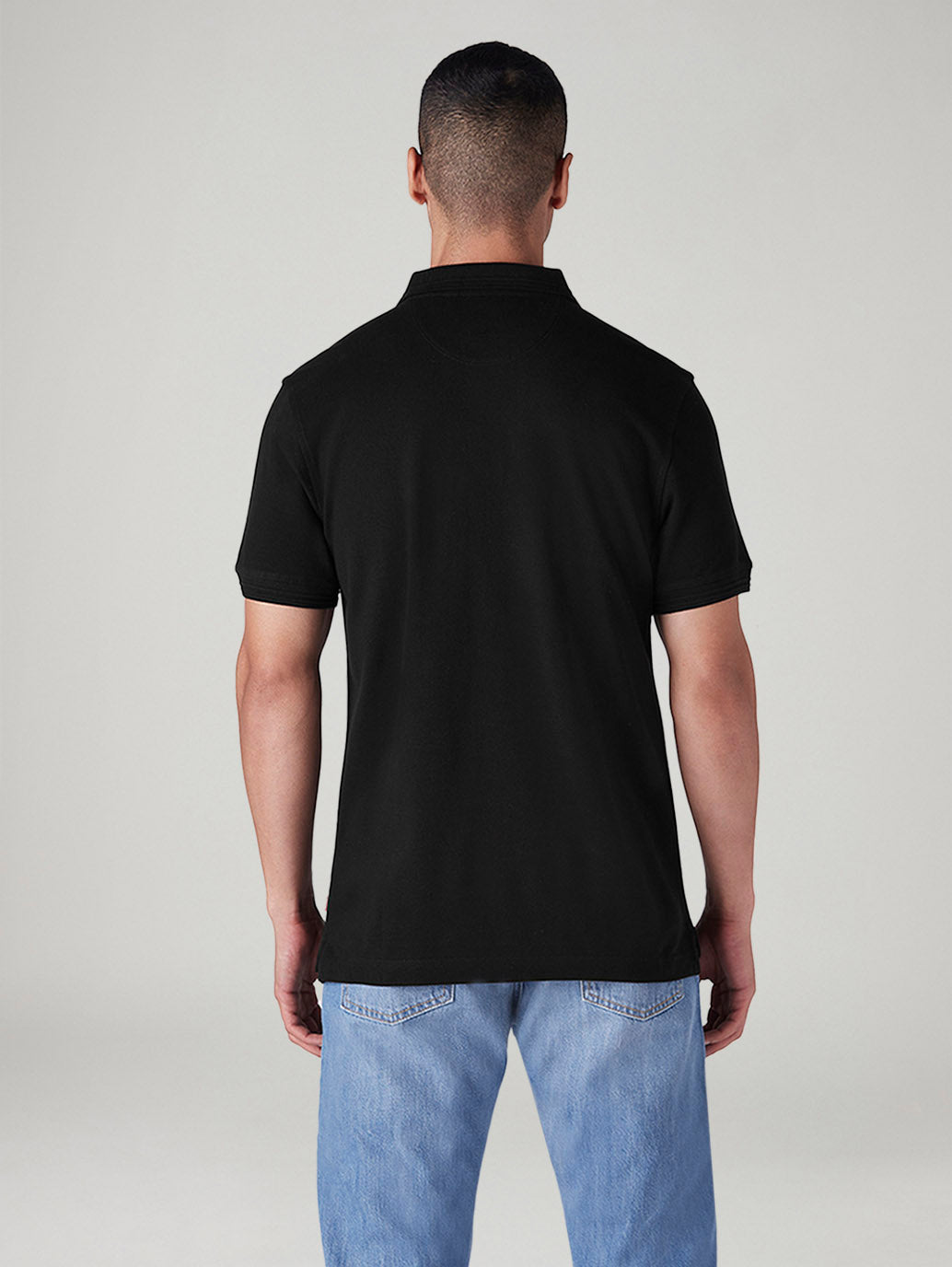 Men's Solid Black Polo T-shirt - 20 View