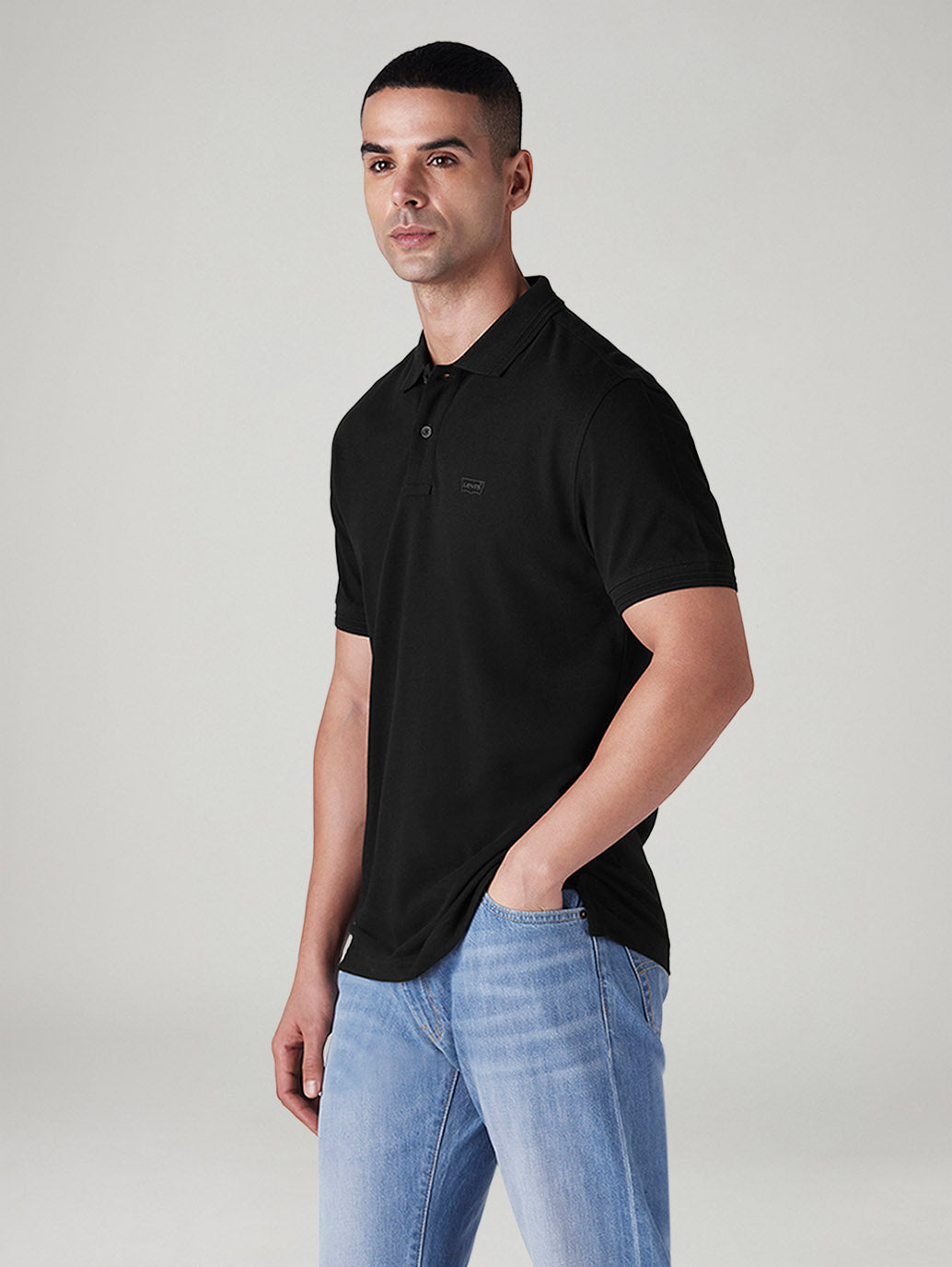 Men's Solid Black Polo T-shirt - 20 View