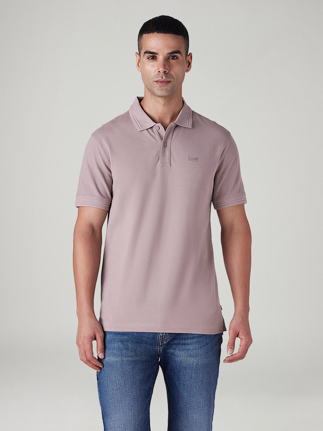 Men's Solid Mauve Polo T-shirt - Front View
