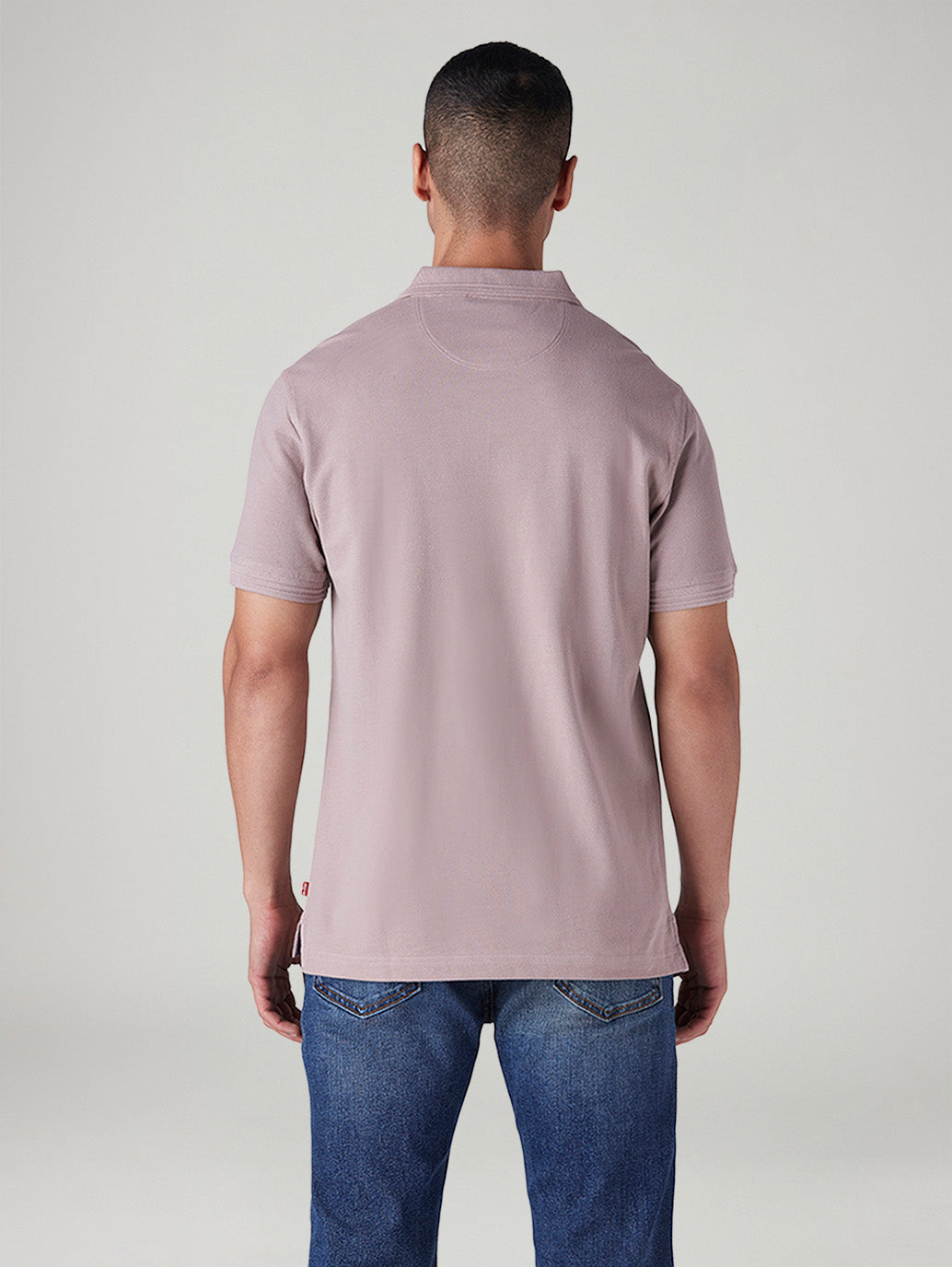Men's Solid Mauve Polo T-shirt - Back View