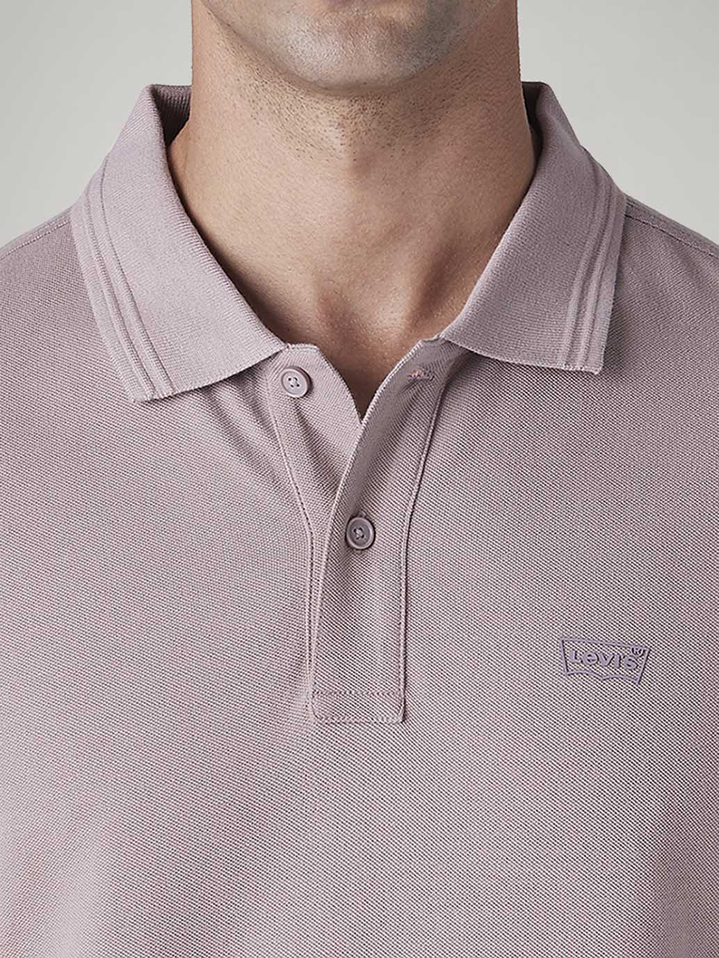 Men's Solid Mauve Polo T-shirt - Detail View