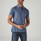 Men's Solid Blue Pique Polo T-shirt - Styleshot View