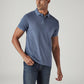 Men's Solid Blue Pique Polo T-shirt - Side View