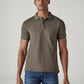 Men's Solid Olive Overdyed Pique Polo T-shirt - Front View