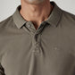 Men's Solid Olive Overdyed Pique Polo T-shirt - Detail View