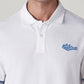 Men's Brand Logo White Pique Polo T-shirt - Detail View