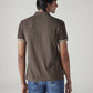 Men's Solid Brown Pique Polo T-Shirt - Back View