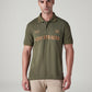 Men's Patchwork Olive Pique Polo T shirt - Front View