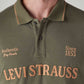 Men's Patchwork Olive Pique Polo T shirt - Detail View