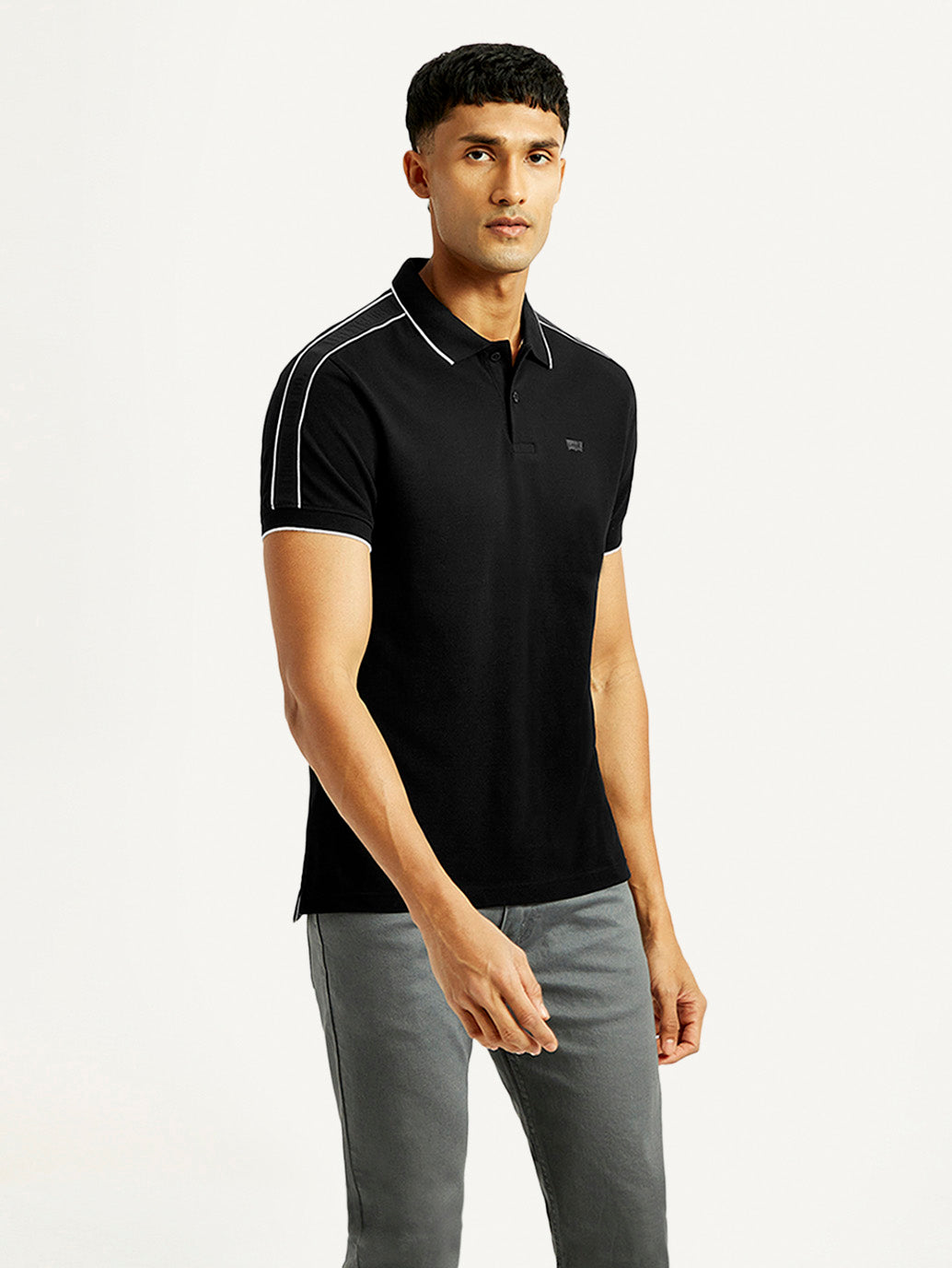 Men's Solid Slim Fit Polo T-shirt - Side View