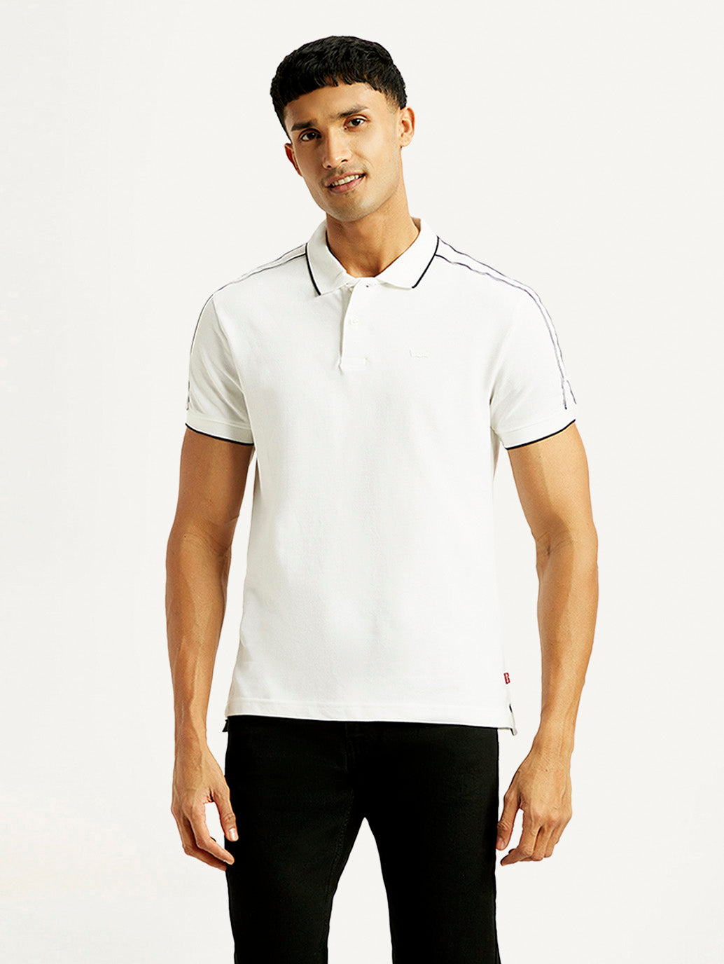Men's Solid Slim Fit Polo T-shirt - Front View