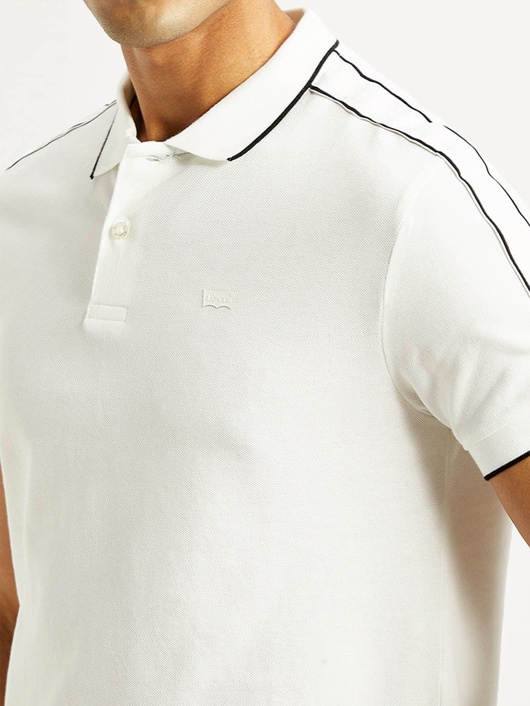 Men's Solid Slim Fit Polo T-shirt - Detail View