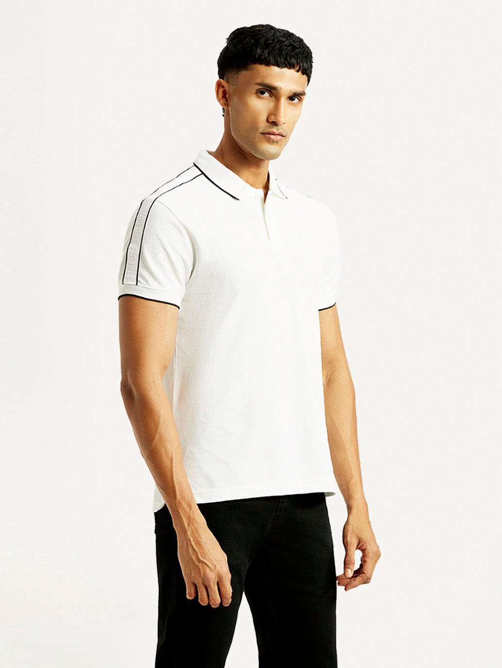 Men's Solid Slim Fit Polo T-shirt - Side View
