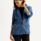 Women's Solid Blue Blazer - Styleshot View