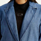 Women's Solid Blue Blazer - Detail View