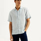 Men's Checkered Slim Fit Camp Linen Shirt - Styleshot View