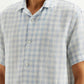 Men's Checkered Slim Fit Camp Linen Shirt - Detail View