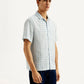 Men's Checkered Slim Fit Camp Linen Shirt - Side View