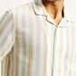 Men's Striped Slim Fit Resort Collar Linen Shirt - Detail View