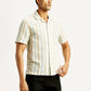 Men's Striped Slim Fit Resort Collar Linen Shirt - Side View